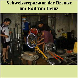 Schweissreparatur der Bremse  am Rad von Heinz